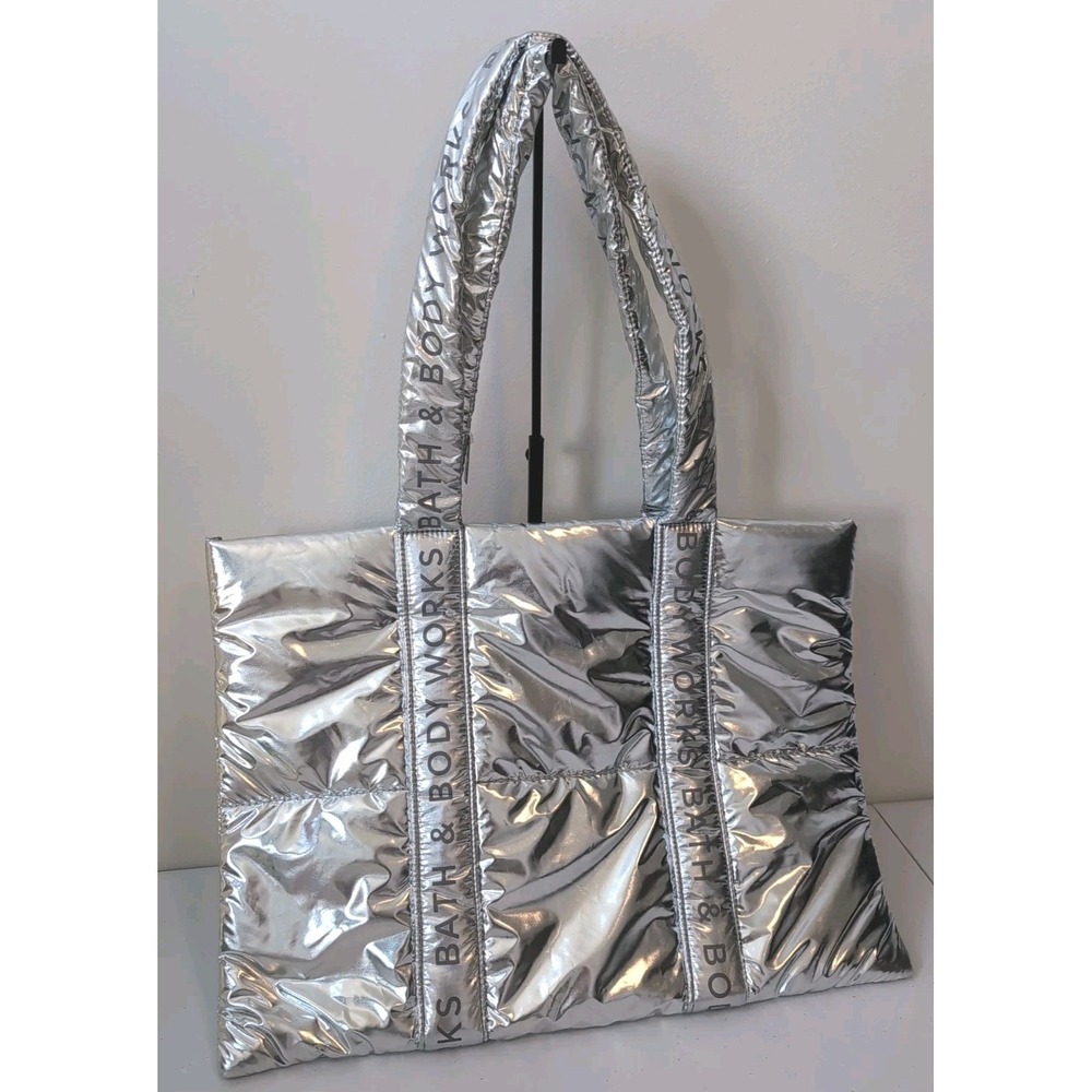Bath & Body Works Tote Silver Puffer Bag Black Friday 2024 Edition Logo NWT